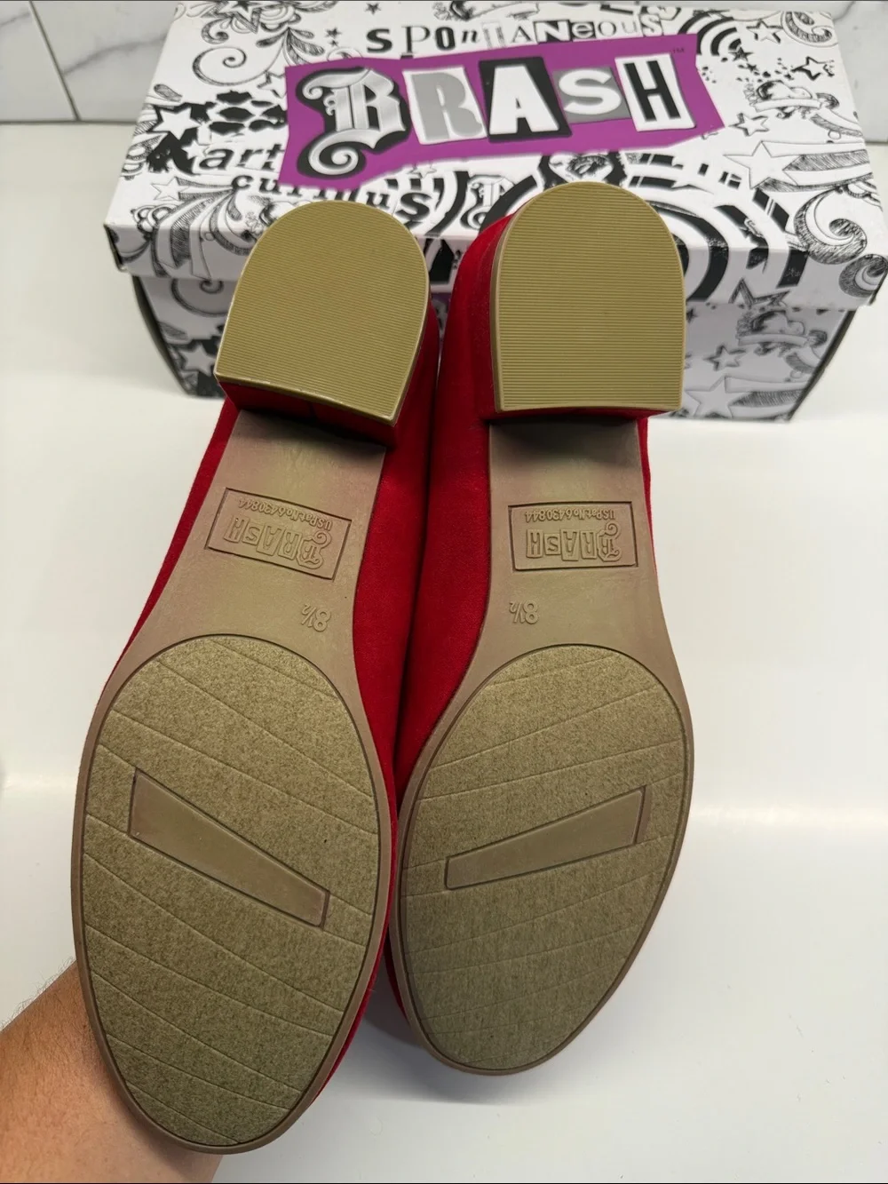 Brash Red Suede thick heels